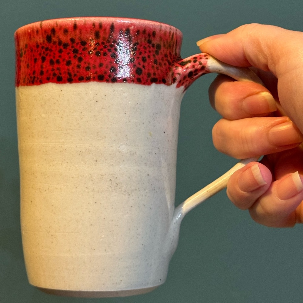 Red Dotted Series Studio Pottery mug by Cheryl L. Hardy, 12 oz - Picture 7 of 7